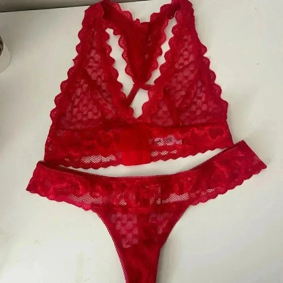 NWOT Mapale Nordstrom Heart Print Lingerie Set S/M - Picture 2 of 5